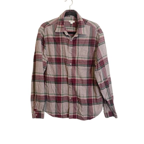 Merona Men's Red Flannel Plaid Collared Cuffed Long Sleeve Button-Up Shirt XL - Picture 1 of 13